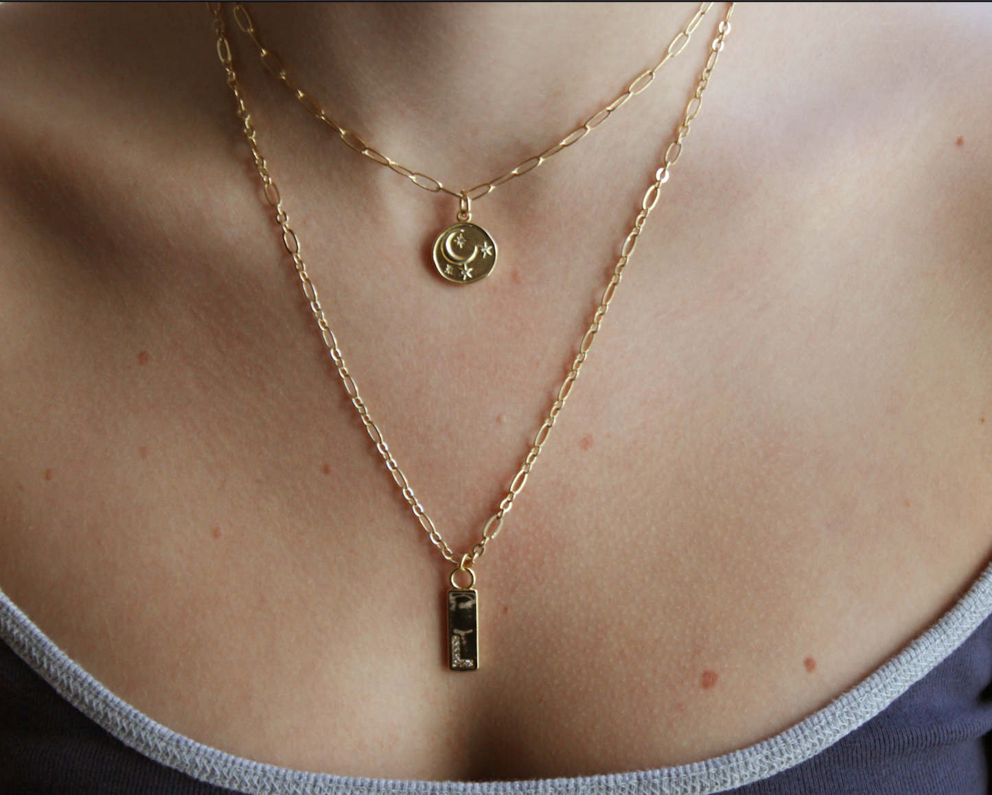 "L" Initial tag necklace