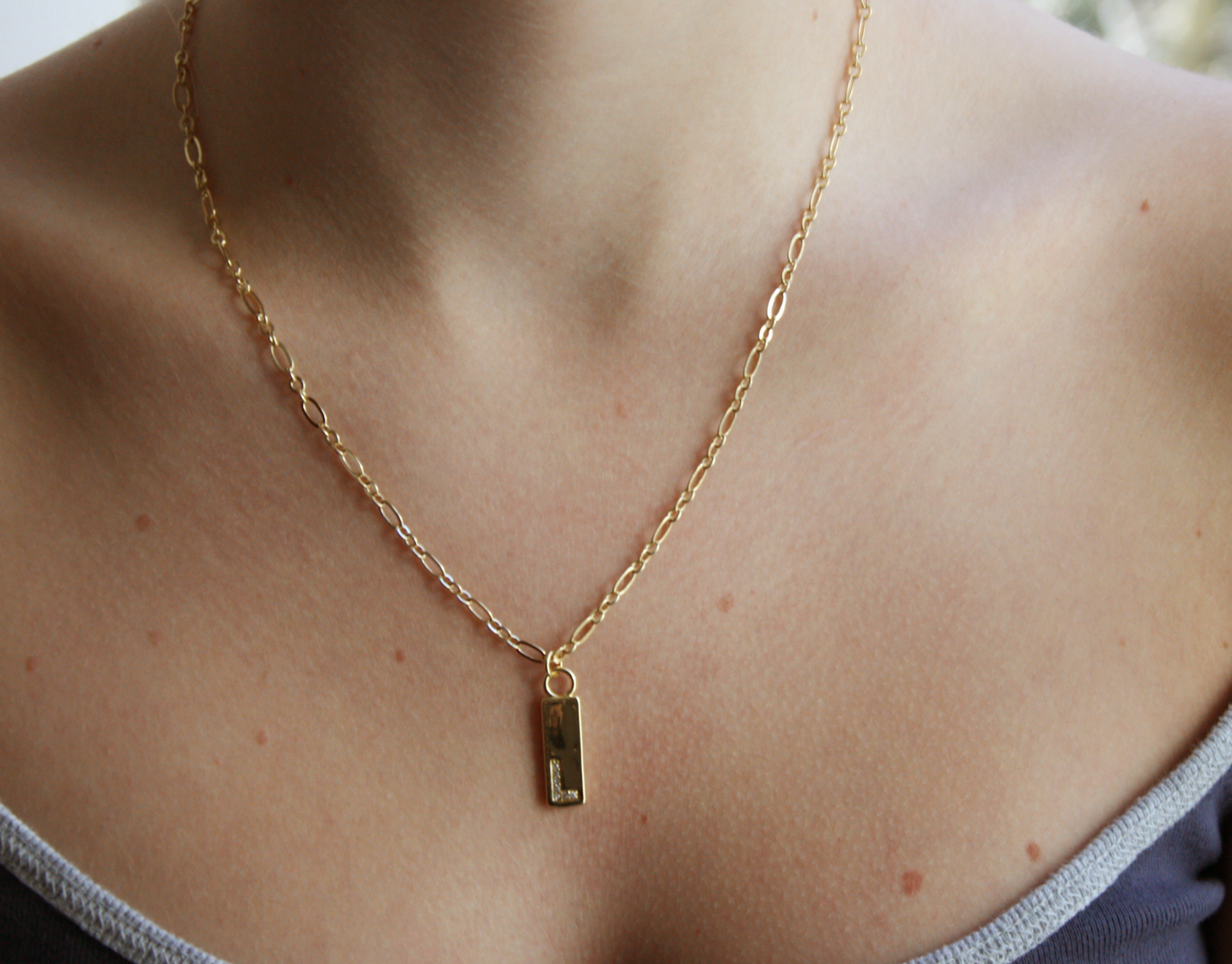 "L" Initial tag necklace