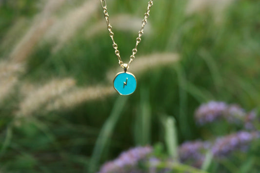 Teal Lighting Bolt Necklace